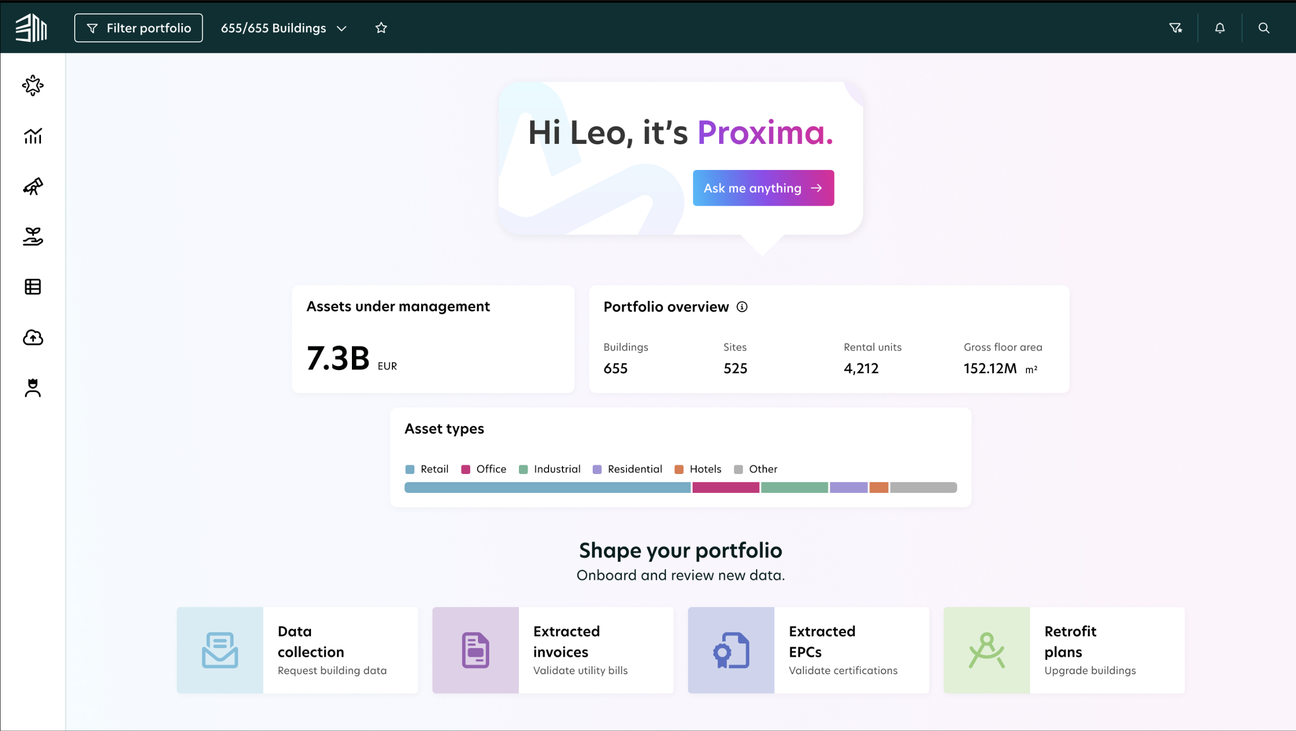 Proxima AI Chat main interface displayed on a desktop computer monitor