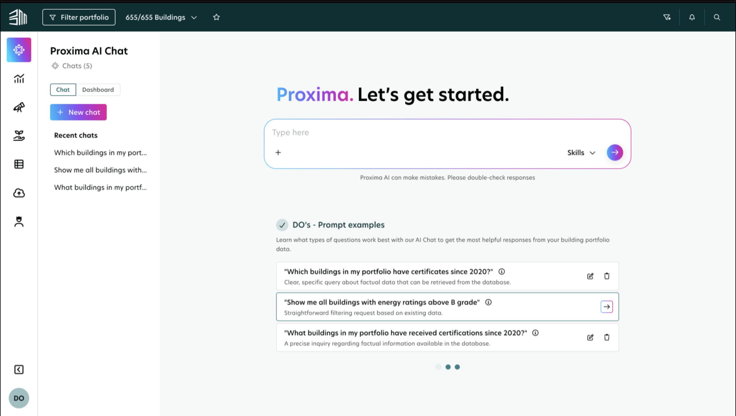 Proxima AI Chat zero-setup onboarding screen displayed on a desktop computer monitor